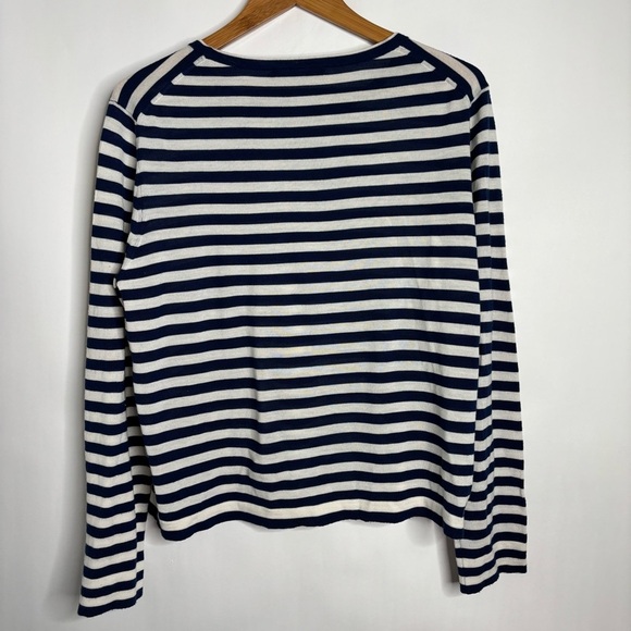 Jenni Kayne Mercer striped navy and cream sailor merino wool sweater size XXL - Picture 5 of 8